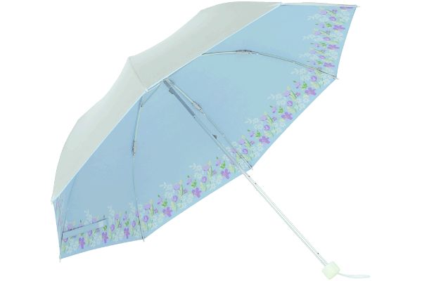 ＵＶ晴雨兼用軽量折傘 （シルバー／フルール）ブルー