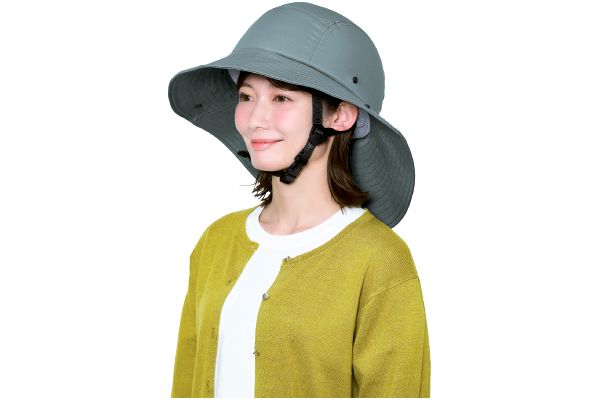 おしゃヘル　ヘルメット・ツバ広サファリハット チャコール