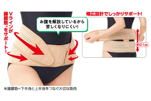 お腹を締め付けない腰のサポーター Ｍ〜Ｌベージュ
