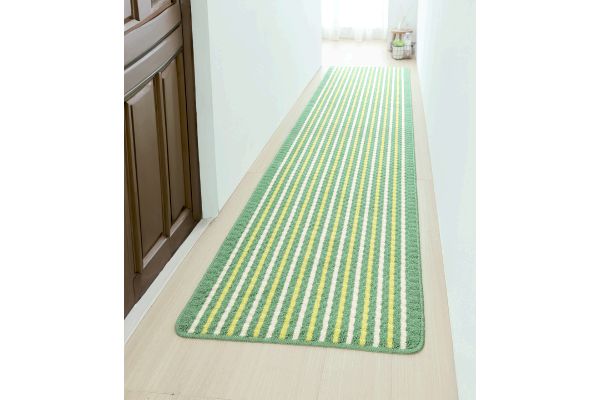 足もとサラリキッチンマットグリーンライン