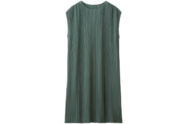 シワになりにくいプリーツワンピース ＬＬ〜３Ｌグリーン