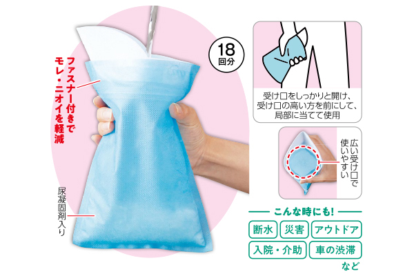 サッと使える緊急携帯トイレ