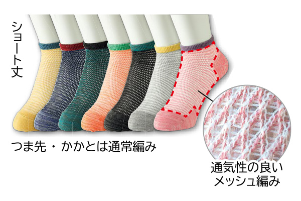 風さわやかメッシュショート丈ソックス
