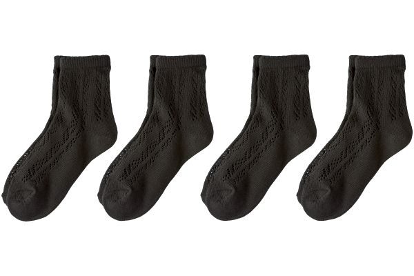綿混ルミーソックス 22〜25ｃｍ4足組　ブラック