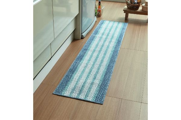泉州産キッチンマット　ブルーボーダー ４０×１８０ｃｍ