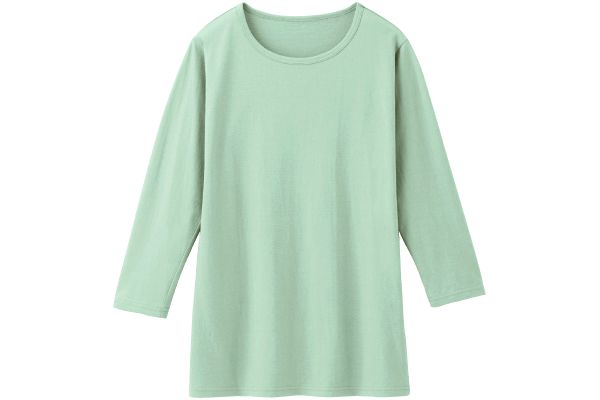 ベーシックな7分袖ＴシャツＮ Ｍセージグリーン