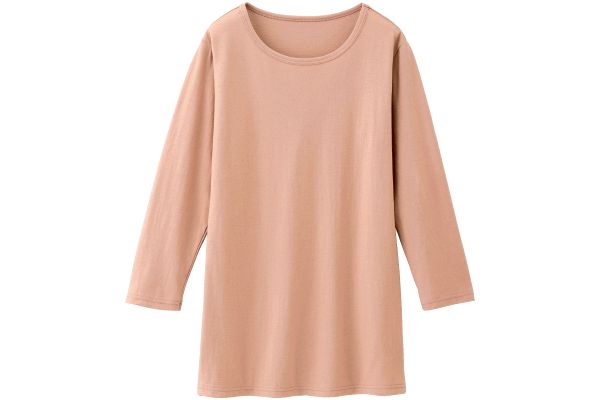 ベーシックな7分袖ＴシャツＮ Ｍアプリコット