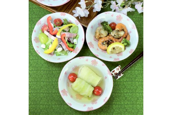 【ネット限定】［美濃焼］桜・桜　中深皿　（３枚組）