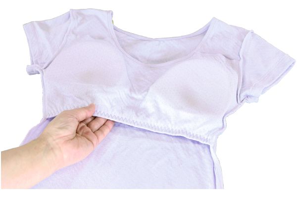 肌にやさしい綿ガーゼカップ付3分袖インナー