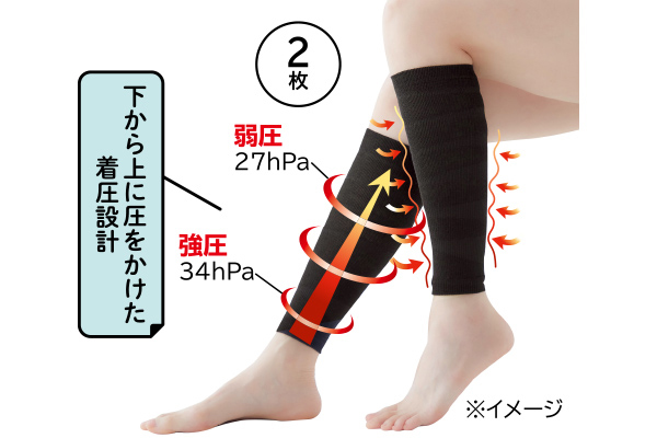 快適着圧ふくらはぎサポーター （２枚）ブラック