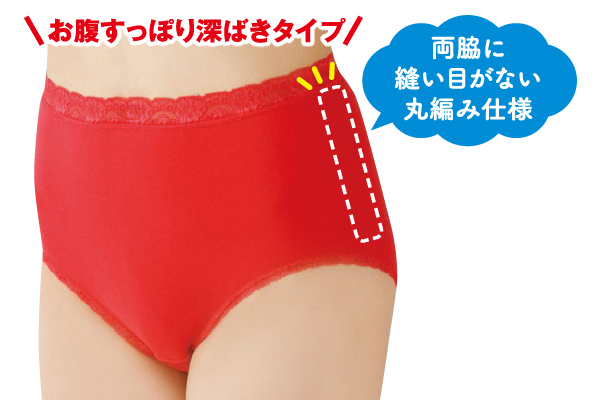 赤い深ばきレース付ショーツ