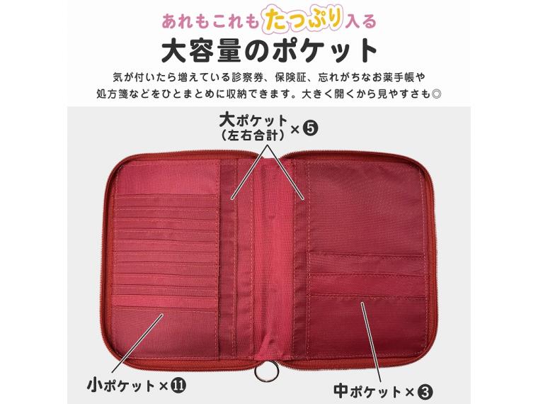 【ネット限定】まとまる持ち運び通院ケース　レッド
