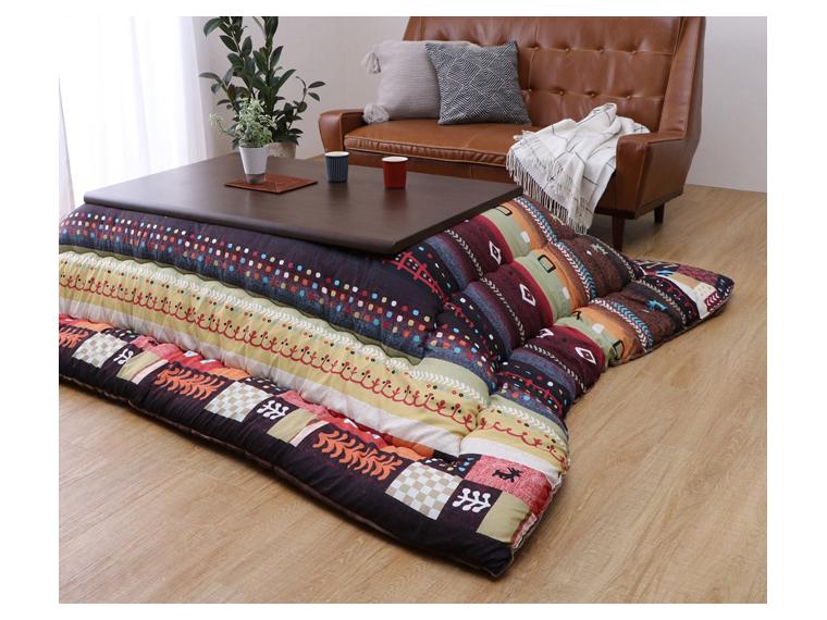 【ネット限定】ピーチスキン加工生地使用日本製ギャッベ柄あったかこたつ掛ふとん