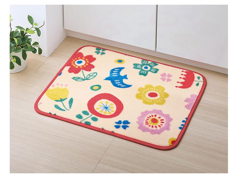 【ネット限定】ふっくら洗面台前マット　フローラルノートアイボリー