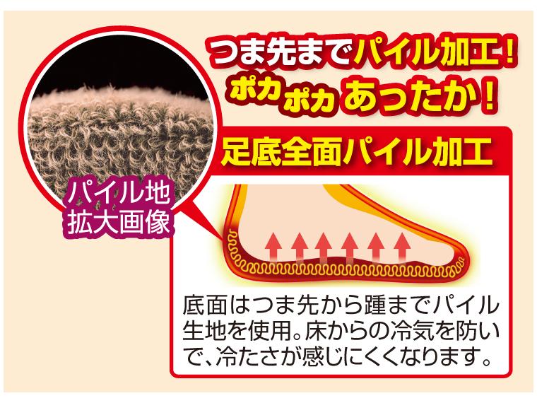 【ネット限定】足底全面パイル加工 ポカポカ足袋ソックス　花柄3色組
