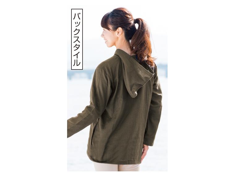 【ネット限定】綿2重ガーゼのＵＶパーカー　カーキＭ