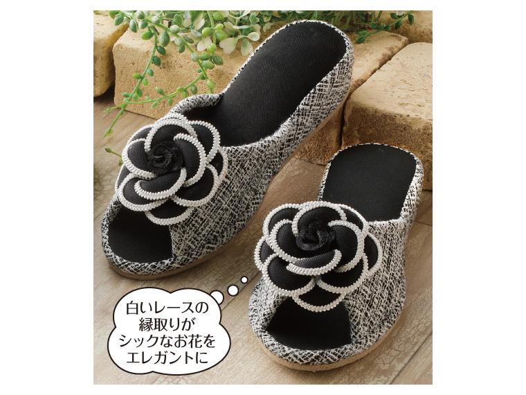 【ネット限定】お洒落ツイード CAMERIAフラワー　グレー