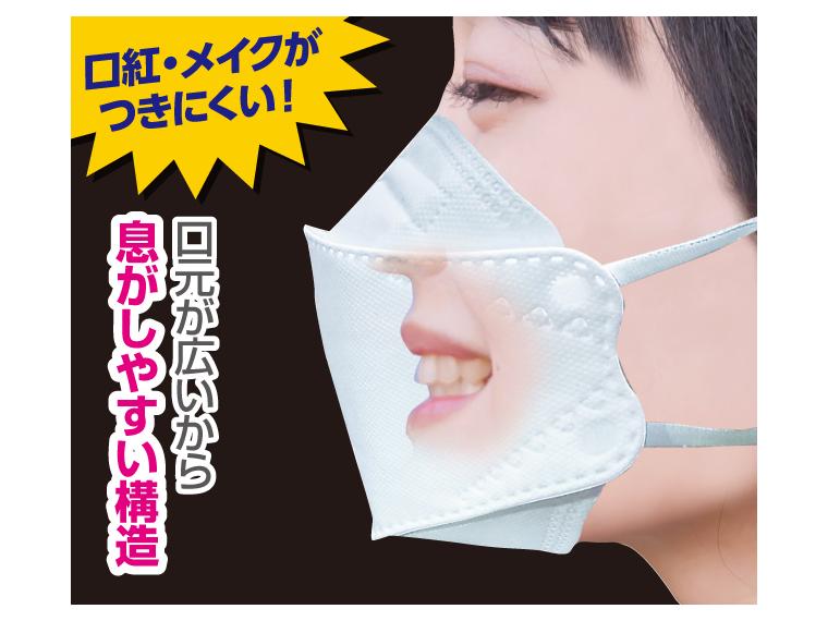 【ネット限定】口元空間広々マスク２０枚入　ダークグレー