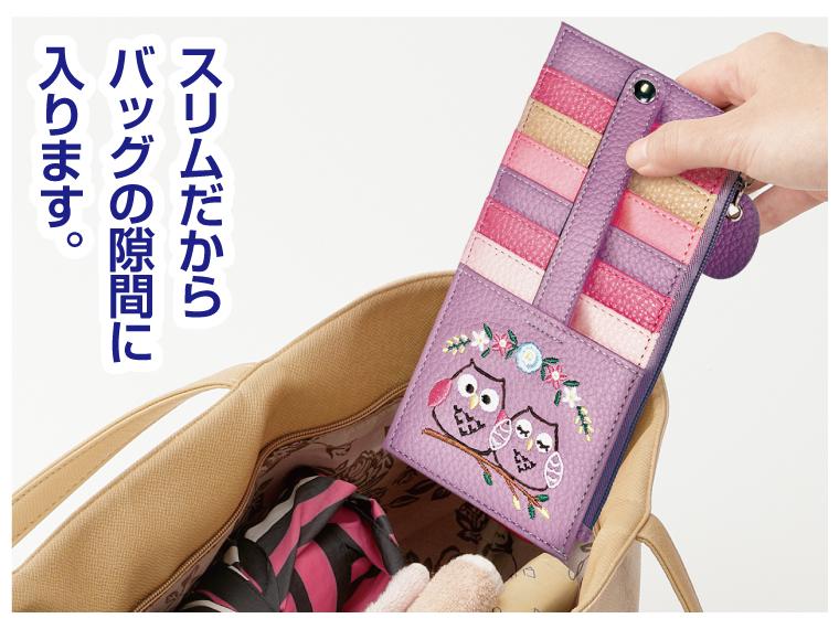 【ネット限定】ファスナー付き大収納カードケース　ふくろう