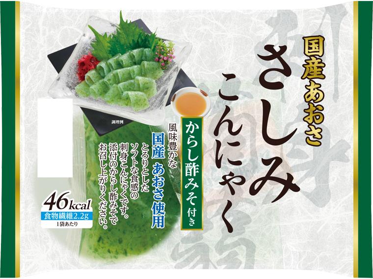 国産あおささしみこんにゃく　からし酢みそ付き こんにゃく80g・たれ20g