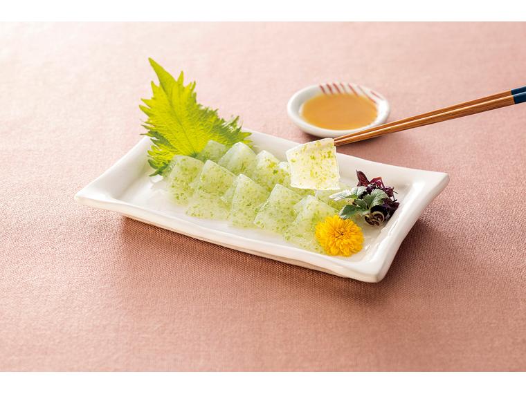 国産あおささしみこんにゃく　からし酢みそ付き こんにゃく80g・たれ20g