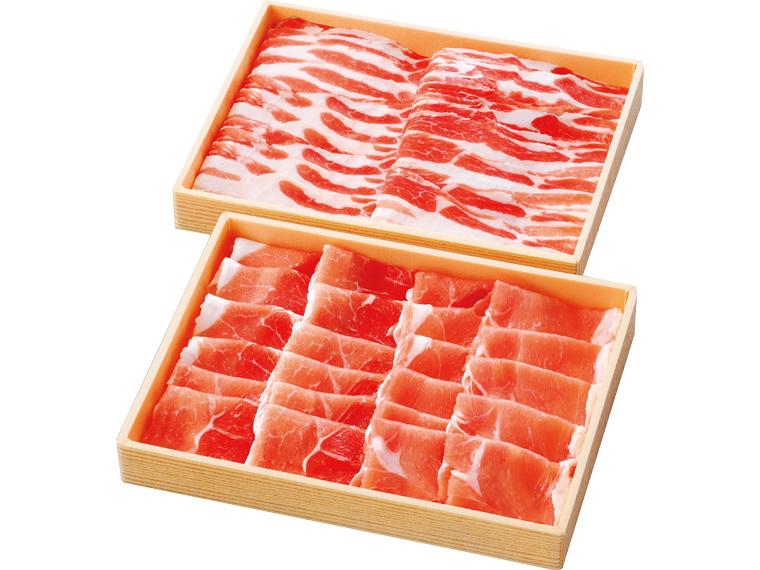 自宅　霧島黒豚しゃぶしゃぶ用折詰めセット（モモ・バラ） モモ400g、バラ400g