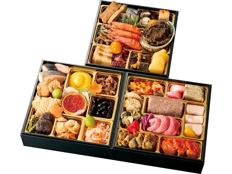 予約　銀座花蝶　国産素材　和洋三段重 39品（3人前）