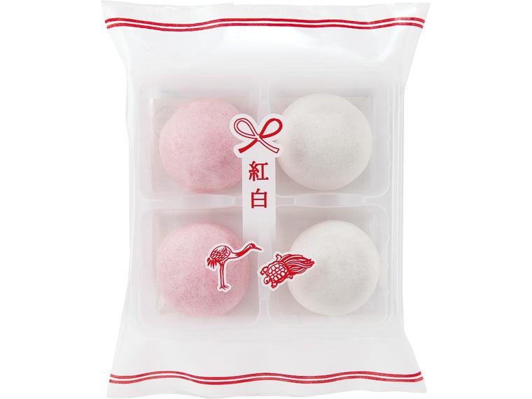 予約　紅白　祝　まんじゅう 140g（紅2個・白2個）