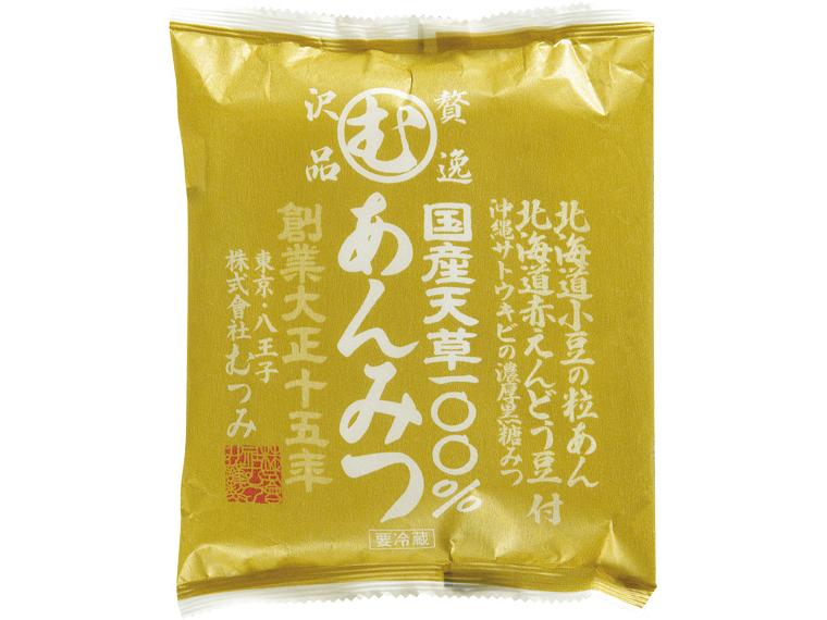 贅沢逸品あんみつ（まめ付） 寒天130g・あん40g・赤えんどう30g・黒みつ25g