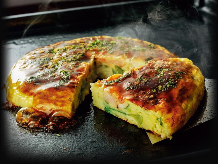 京野菜の入った京風お好み焼　えびイカ玉 225g（お好み焼200g、濃厚ソース25g、かつお節粉末0.5g、あおさ0.2g）