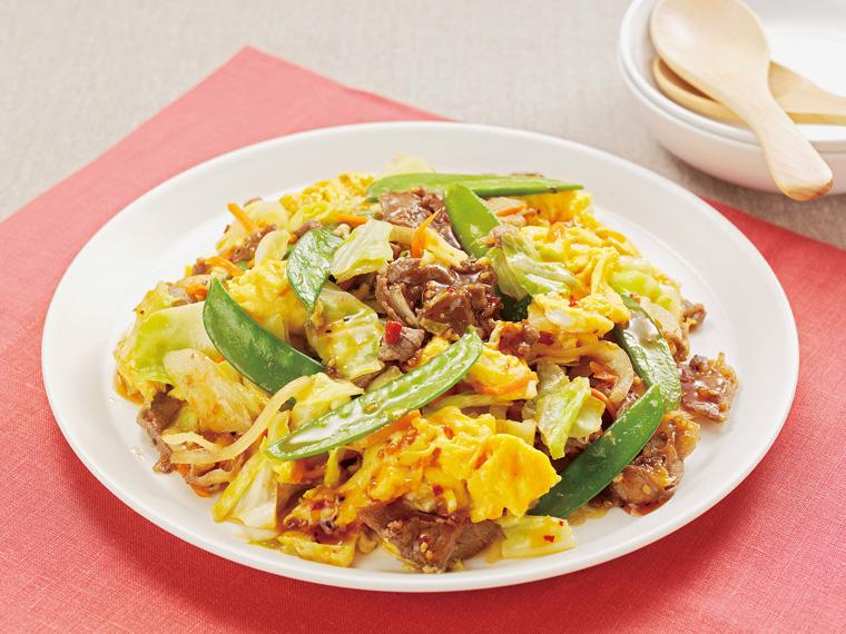 おかずキット　絹さやを使ったふわ玉牛野菜炒め 2〜3人前