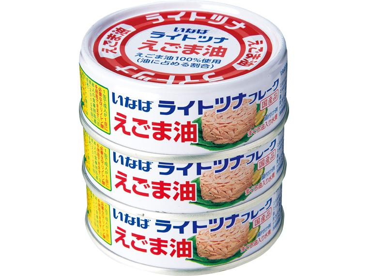 ライトツナフレークえごま油缶 70g×3