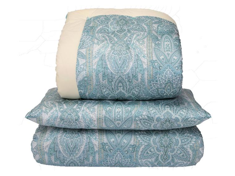 打ち直し　防ダニ　Ｗ敷布団　青系 