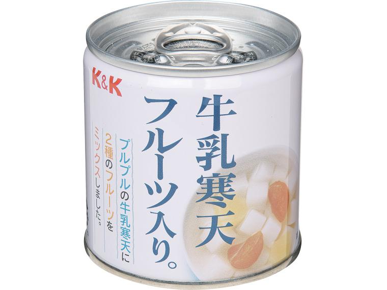 牛乳寒天フルーツ入り。缶 195g(固形量110g)