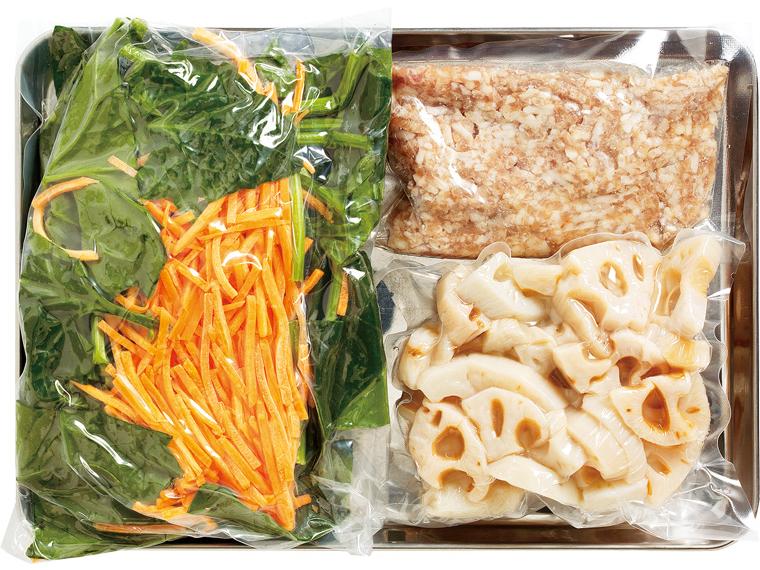 おかずキット　たっぷりれんこんと有機ほうれん草のガーリック炒め 2〜3人前