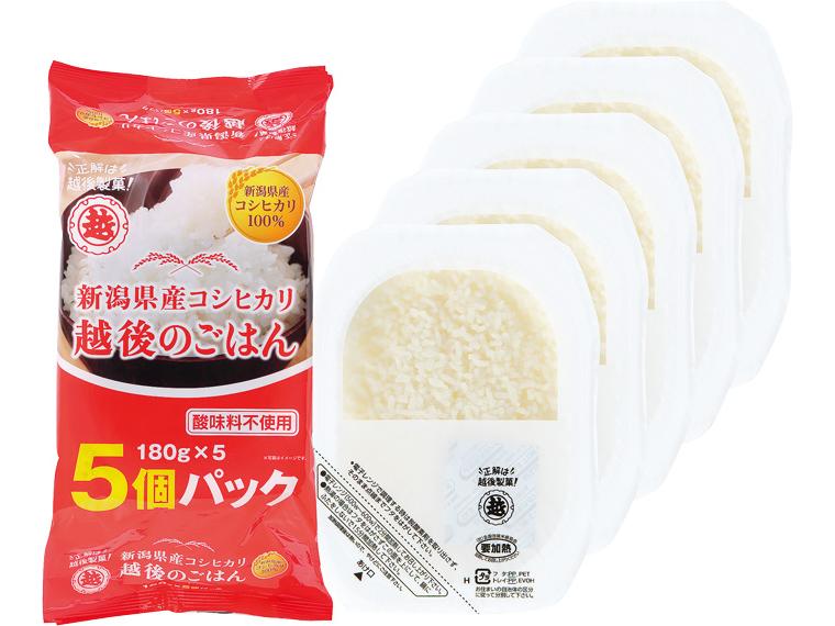 新潟県産コシヒカリ　越後のごはん 180g×5