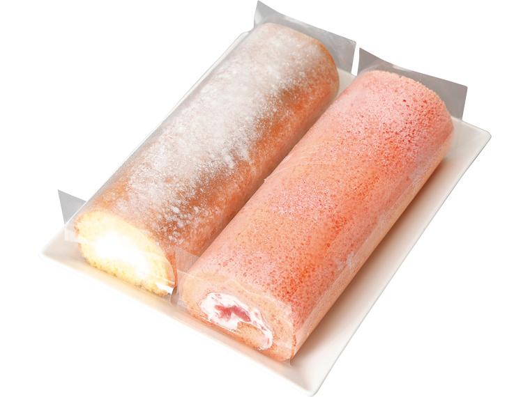 北海道旬摘みいちごと純生クリームのロールケーキセット 2本250g（純生ロール1本・北海道旬摘みいちごロール1本）