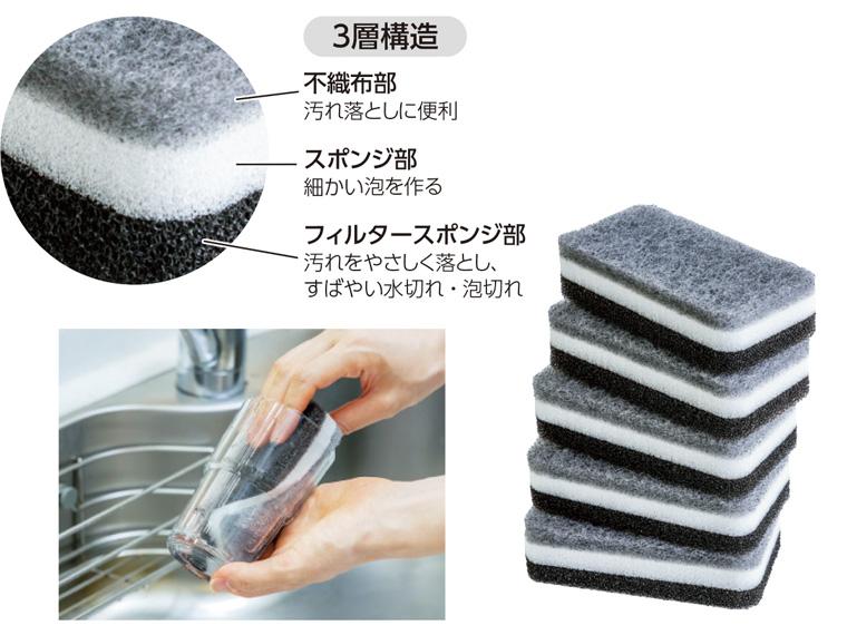 デイリースポンジソフト モノトーン 5個組 