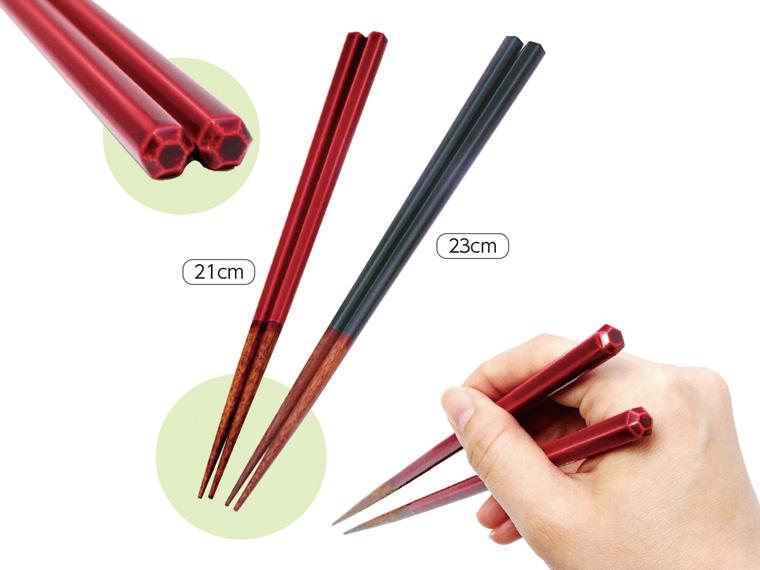 六角塗分け面取り箸  紺 ２３ｃｍ