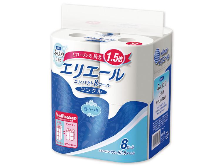 エリエールトイレットティシューコンパクト 8R  シングル 
