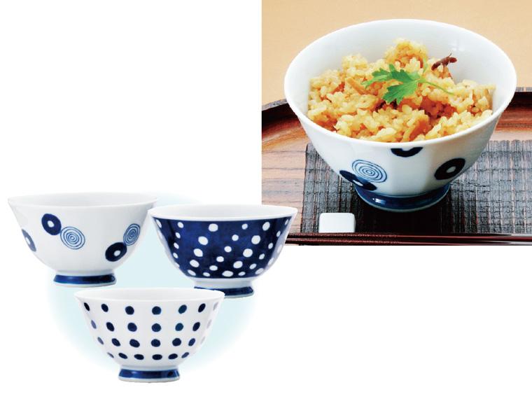 インディゴブルー飯碗  3柄組
