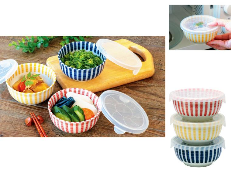 美濃焼いろどり十草パック鉢  3色組 