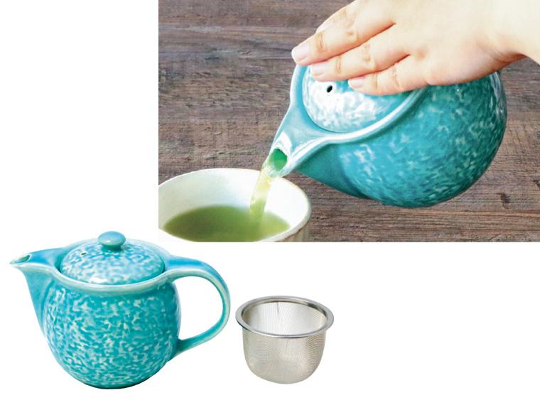 美濃焼 ターコイズポット茶カゴ付  1個 