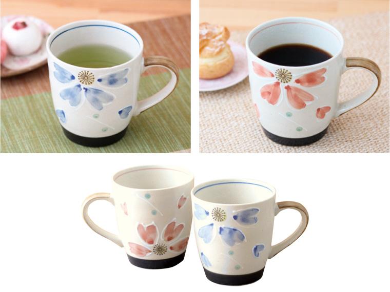 美濃焼軽量さくらマグ  2色組 