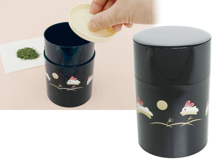 山中塗  雅茶筒  親子うさぎ  